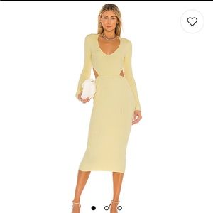 Camila Coelho long-sleeved yellow sweater dress